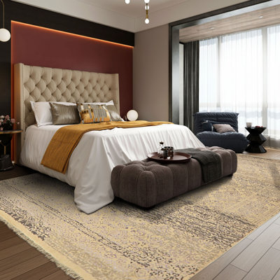 Tapis noué à la main 7 pi 10 po x 9 pi 11 po Taupe