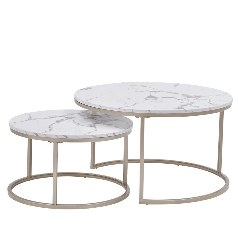 Frame Coffee Table, Marble, Soft Gold, White Marble