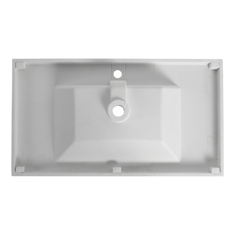 Lavabo de salle de bain en résine 36 po, blanc brillant, poids de 31,76 lb, profondeur de 34,38 po, largeur de 19,16 po, hauteur de 7,1 po, choix durable et attrayant, blanc brillant, 31,76 lb, profondeur X large, élégant