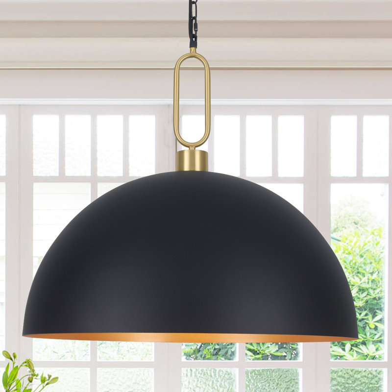 Grand luminaire suspendu surdimensionné industriel moderne en fer forgé à 1 lumière de 17,7 po / 19,7 po / 23,6 po Meghrig
