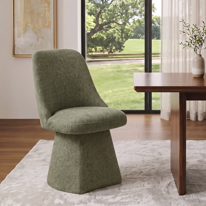 Chaise pivotante rembourrée en tissu, Vert mousse