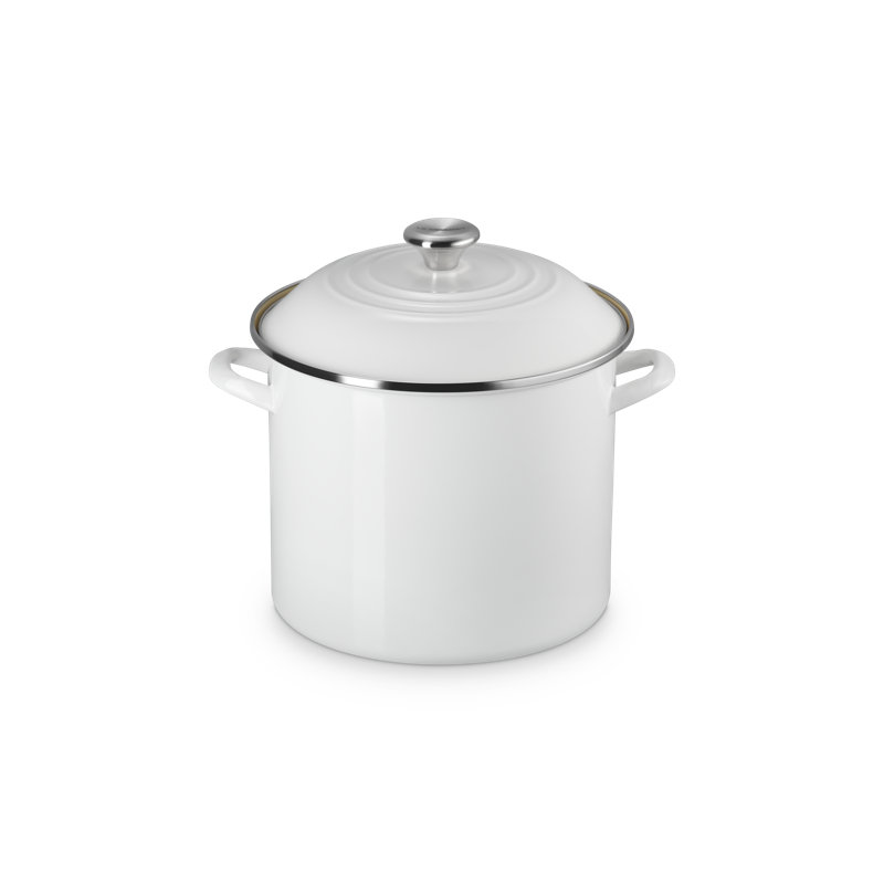 Le Creuset Enamel On Steel Classic Round Stockpot, 12 Qt. - Artichaut, White