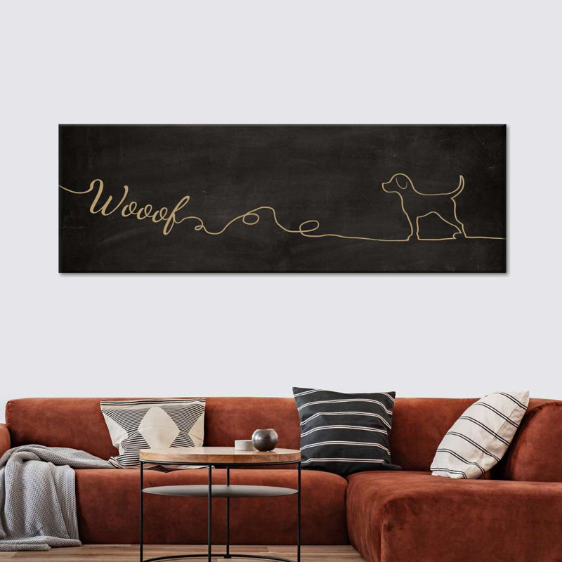 Dog Wouf, typographie sur toile, H 10 po x l 30 po x P 1,25 po