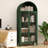 73.6" Arched Metal Storage Display Cabinet with Adjustable Shelves and Glass Doors-996124324