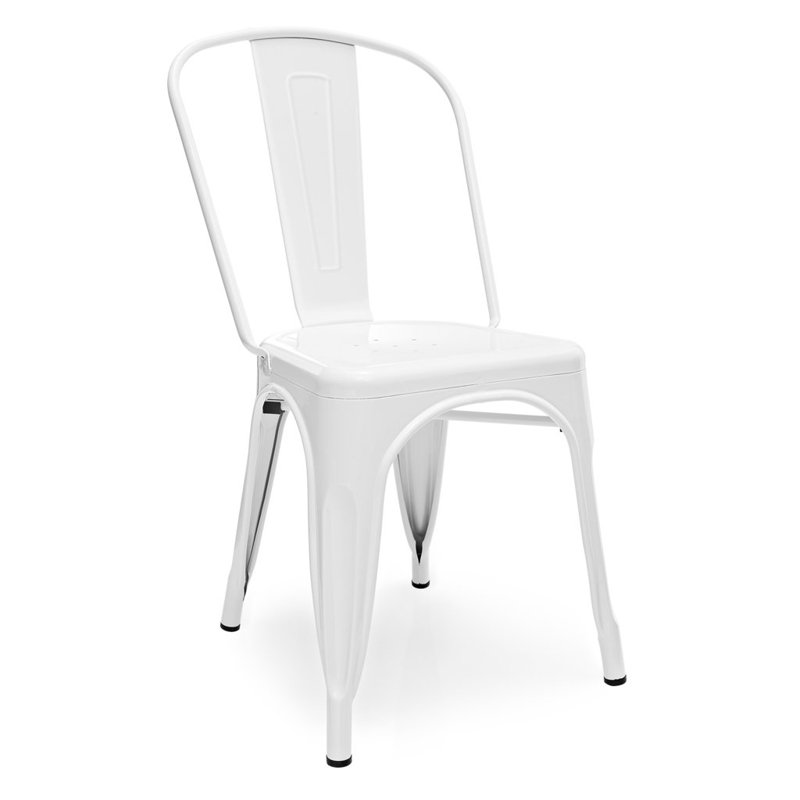 Chaise d'appoint empilable en métal 17 po H, Blanc