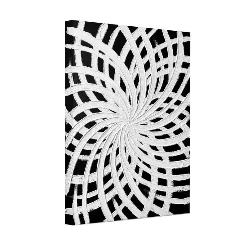 Abstract Black And White Spiral Pattern Design, 16" H x 24" W
