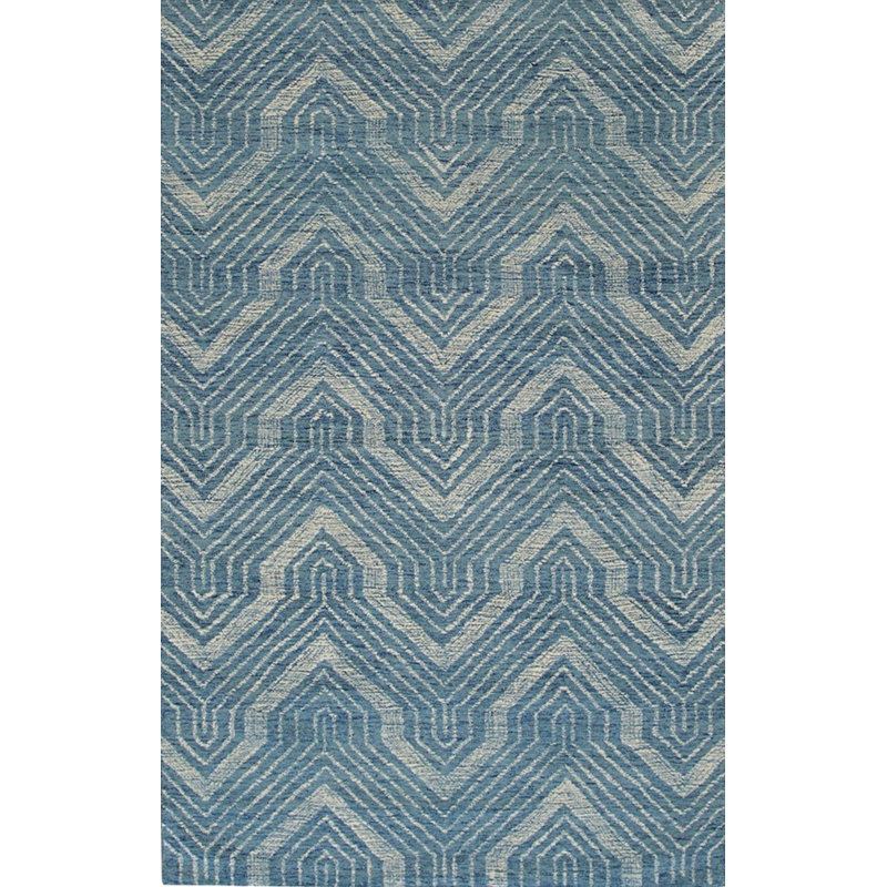 Tapis contemporain en laine touffeté à la main bleu Lila Dahlia