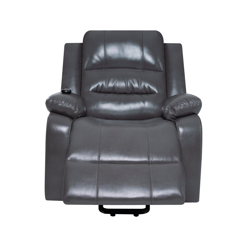 Fauteuil inclinable électrique en cuir de qualité supérieure avec fonction de levage, de massage et de chauffage, Gris