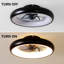 Ventilateurs de plafond noirs de 19 po avec lumière à DEL à intensité variable, application et télécommande, 3 pièces, montage encastré pour chambre à coucher