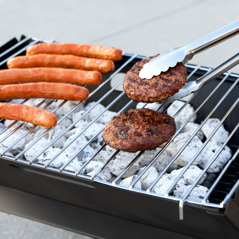 Plateau de cuisson portatif avec bande de cuisson de 3,5 mm, instantanément pliable et facile à transporter. Convient aux barbecues extérieurs, au camping, aux pique-niques de voyage, aux jardins et aux fêtes sur la plage (noir)