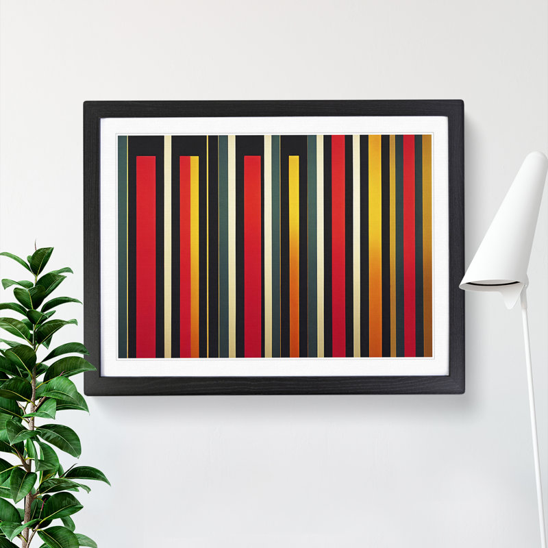 Striped Abstract Art Vol.4 - Single Picture Frame Print, Black, 46cm H x 64cm W x 2cm D