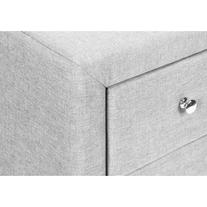 Table de chevet pour chambre à coucher - aspect lin gris, tiroirs de rangement à 2 tiroirs, utilisation de l'espace