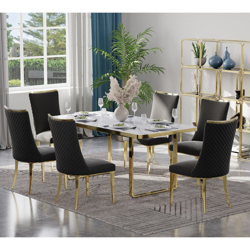 Chaise de salle à manger en velours