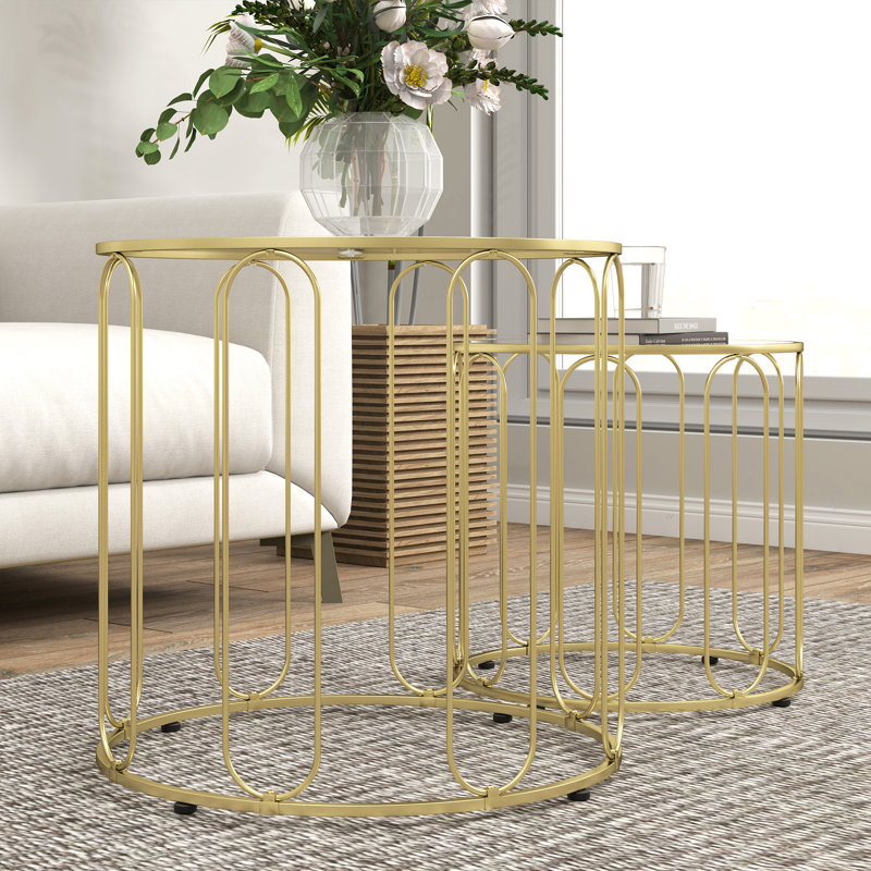 Alazhia Glass Top Nesting Tables