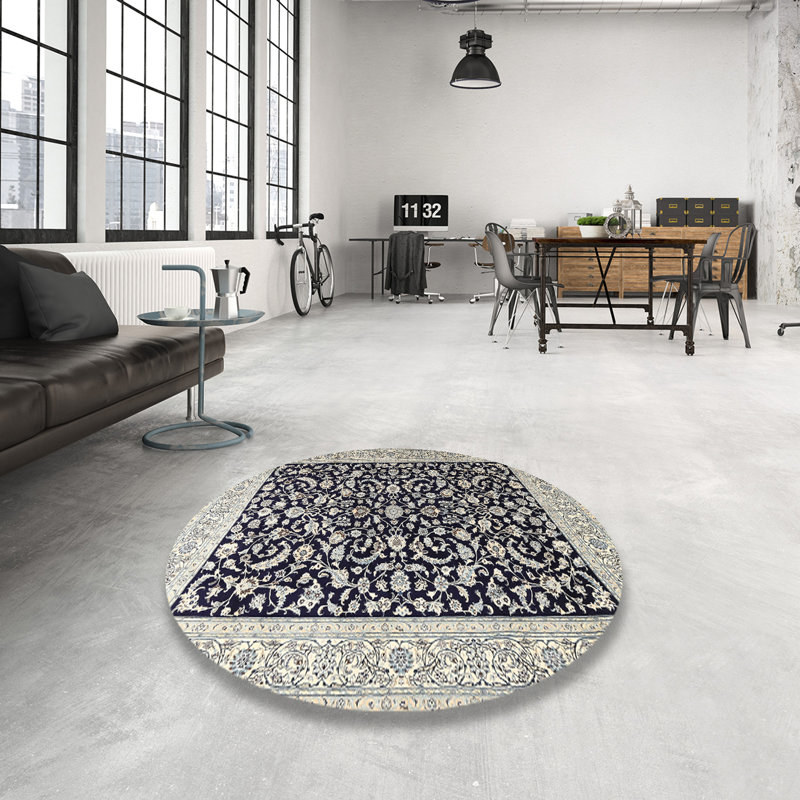 Laine orientale beige/Tapis décoratif grise, Rond 6 pi