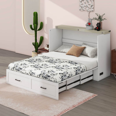 Murphy Bed Cabinet With Storage Drawer And Charging Station