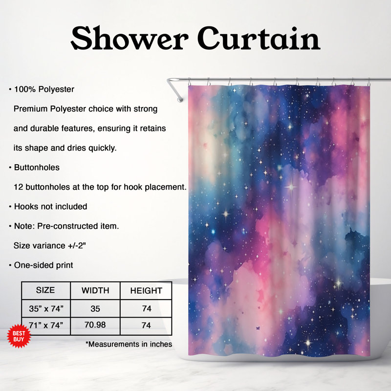 Rideaux de douche standards 1 pièce, H 74 po x l 71 po