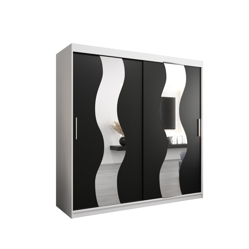 Ballycastle Manufactured Wood Wardrobe, 200cm H x 62cm D, Black/White
