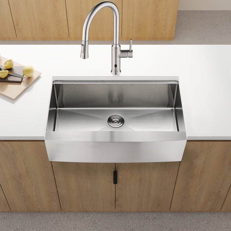Apron Single Bowl Stainless Steel Sink Workstation - 33X22x10" T304 Endurance 3Mm Sound Absorbing Pad X Groove Draining Advantage With Resistance Capacity