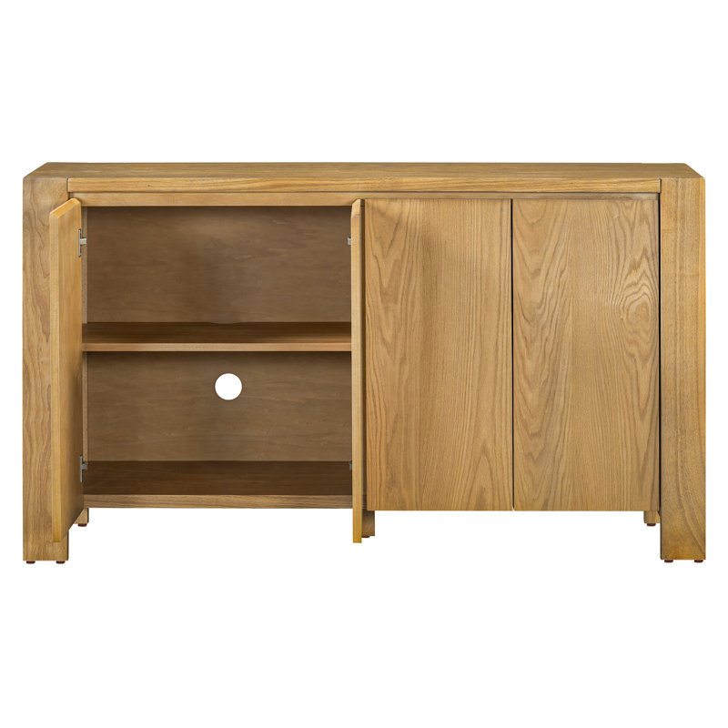 Buffet rétro en bois avec 4 portes, tablettes réglables et rangement spacieux pour la salle à manger, la cuisine et le salon