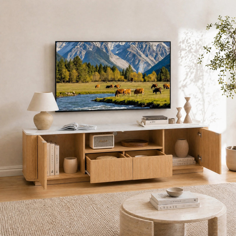 Meuble télé 70 po Mid-Century, Chêne