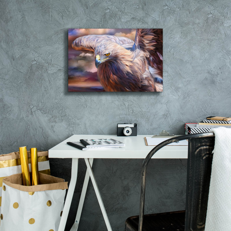 «Spirit of Golden Eagle» par Carol Cavalaris, art mural sur toile, H 12 po x l 18 po x P 0,75 po