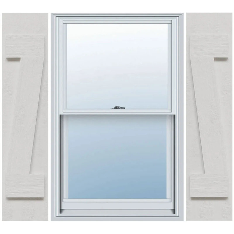 White Faux Wood Rustic Board-n-Batten Shutters with Z-Board, 86"