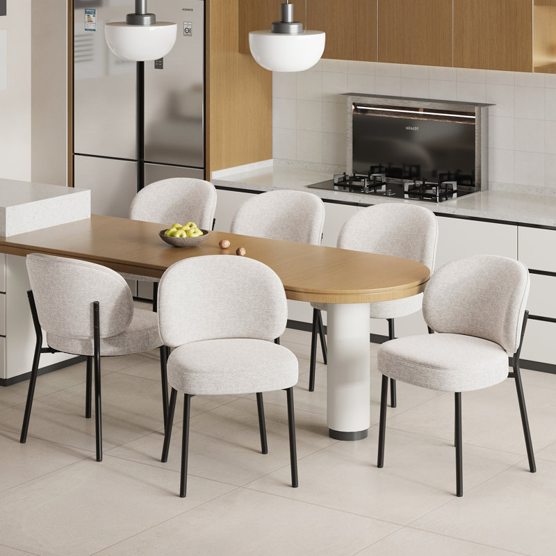 Upholstered Dining Chair with Thick Cushioned Seat, Beige
