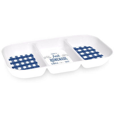 Plat de service divisé en mélamine 3 sections Caila Gingham