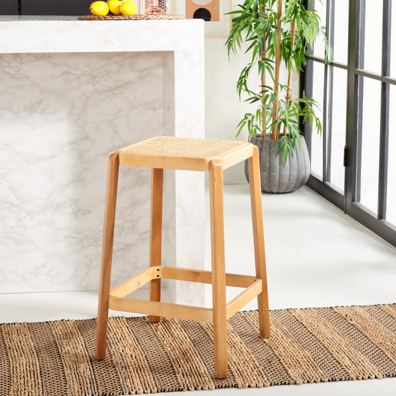 Bluebelle Counter Stool with Solid Wood Frame, Natural, Counter Stool (25” Seat Height)