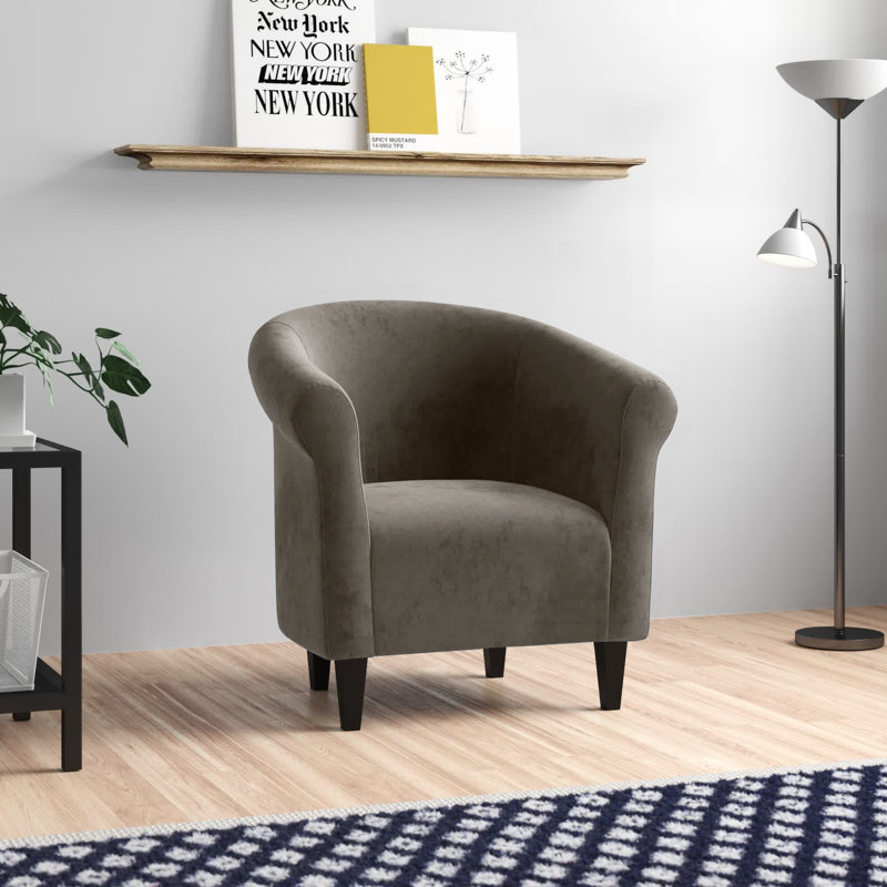 Fauteuil demi-tonneau l 32 po Liam, Microfibre / microsuède moka