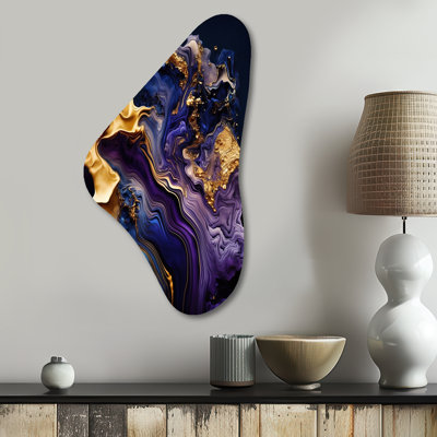 Gertrude - Abstract Liquid Ink Boomerang Shape Assymterical Metal Wall Art