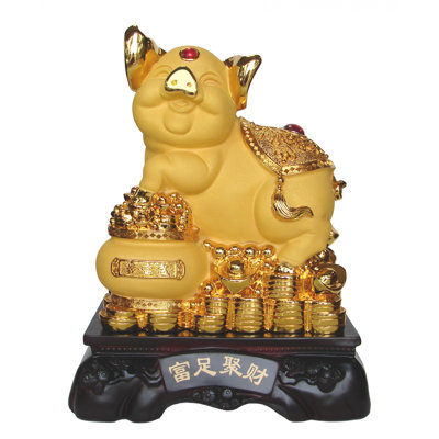 Figurine gros cochon avec pot à trésor pour l'année lunaire chinoise