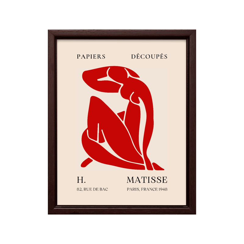 Henri Matisse - rouge nu, Canvas, 11"H x 14"W, Brown Framed
