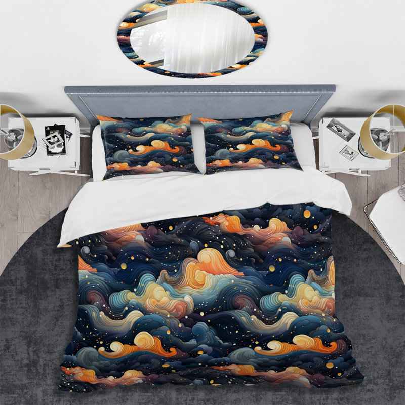 Celestial Dreams Galaxy Pattern XII Abstract Duvet Cover, King Duvet Cover + 2 King Shams