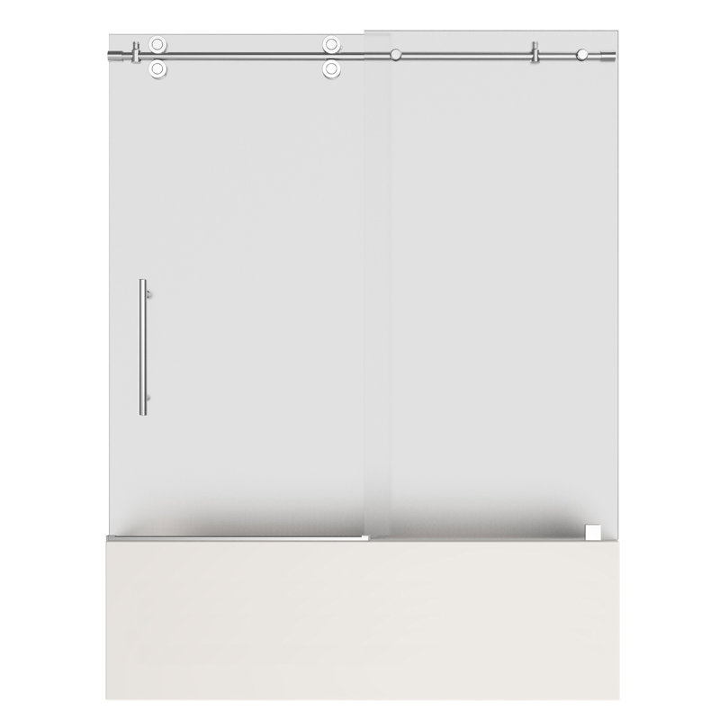 Langham 60" H Frameless Tub Door, Stainless Steel