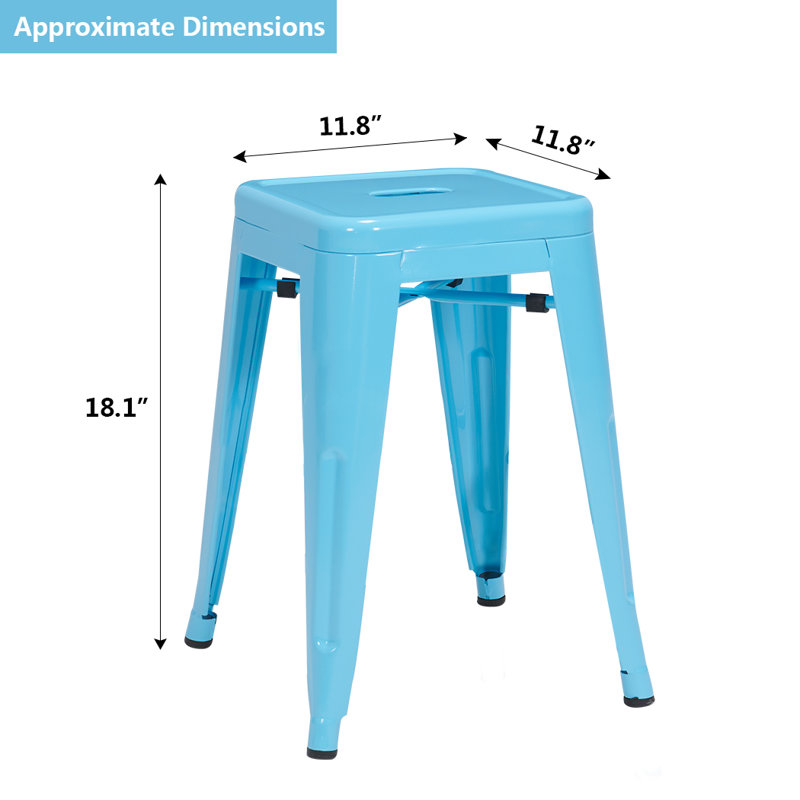 Tabouret court de 18 po en métal, Bleu