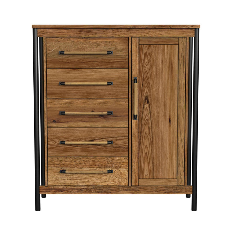 Commode 5 tiroirs en hévéa Magee