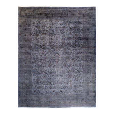 Tapis gris noué à la main de conception unique Chimel