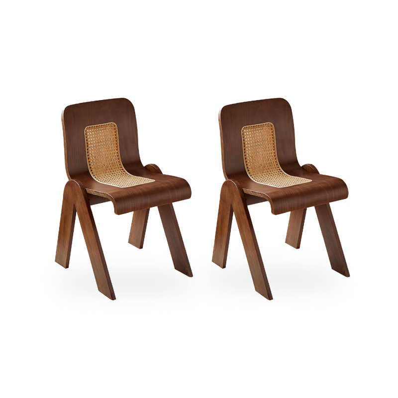 Chaise de salle à manger en forme de C, Bois brun