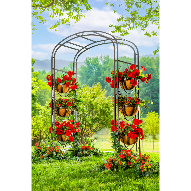 Tonnelle de jardin en bois 84 po avec accessoires de jardinière suspendus