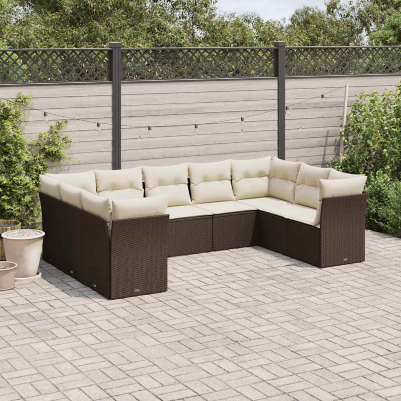 Ensemble de canapé de jardin Vidaxl , Brun, Blanc