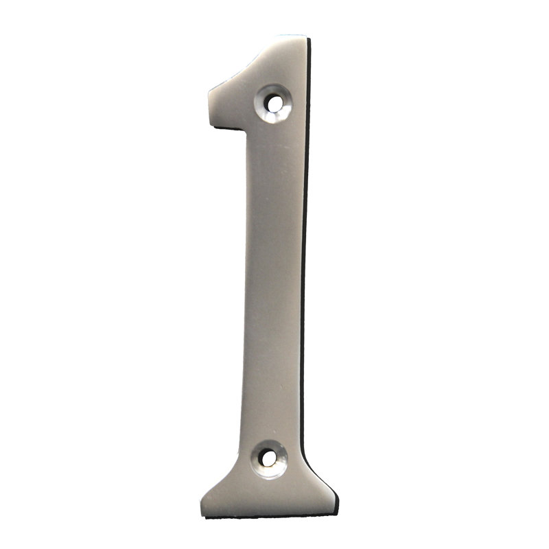 Numéro de maison 4 po, 1, Chrome satiné