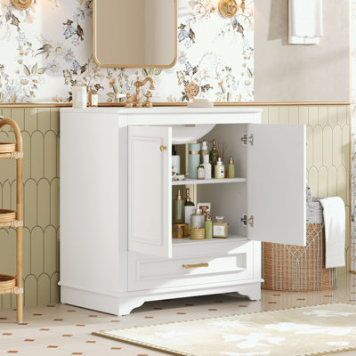 Bathroom Vanity with Ceramic Sink and 2 large Soft Closing Doors