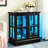 Antique Glass Cabinet With Adjustable Storage, Doors, Materials, And - Controlled Lighting For Dining Room Led Curio Retro Style, Shelves, Acrylic Back, Remote Control Home Organization