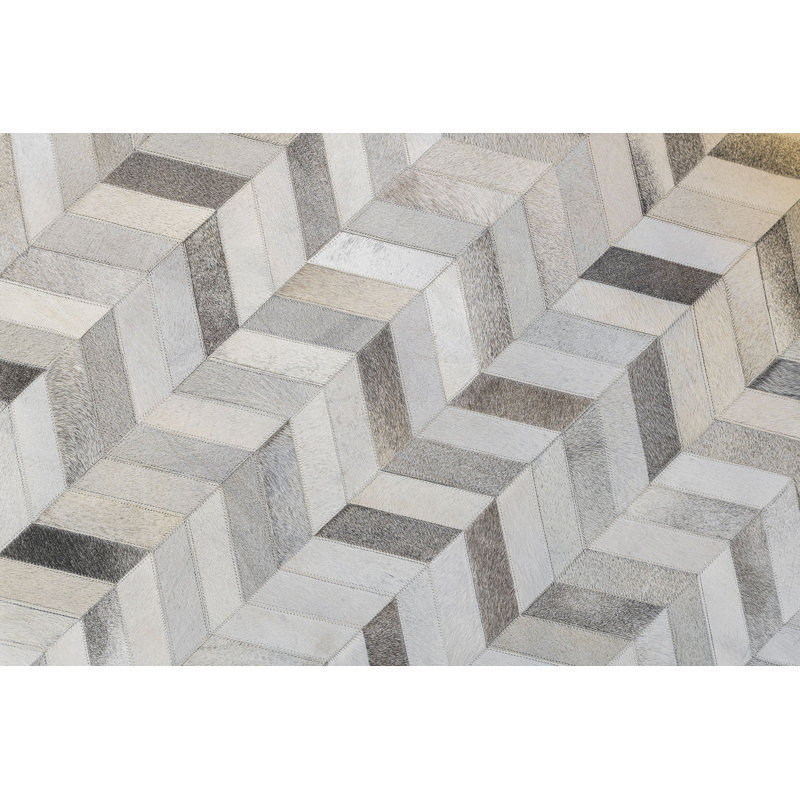 Tapis gris / blanc Charlie-Leigh, Rectangulaire 9 pi x 11 pi