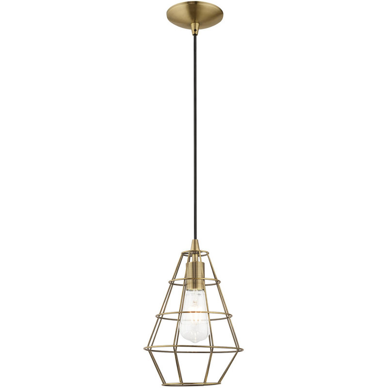 Luminaire suspendu sphère 1 lumière, Laiton antique / noir, Laiton antique