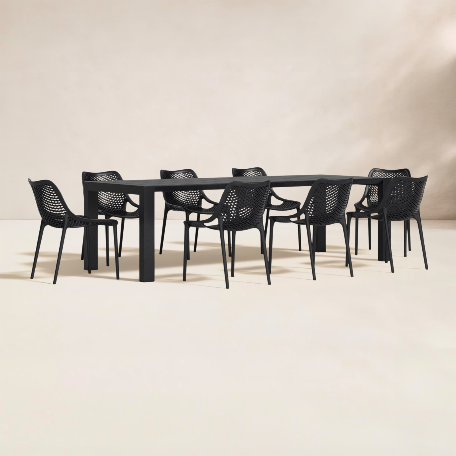Farrah 102" Patio Dining Set, Black