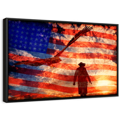 " Cowboy American Flag Canvas Print "