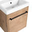 Meuble-lavabo de 18 po avec conception murale flottante, lavabo en céramique, porte d'armoire à fermeture en douceur, petite solution, lavabo à trois couches, charnières en acier inoxydable, meuble-lavabo moderne à poignée en métal, compact